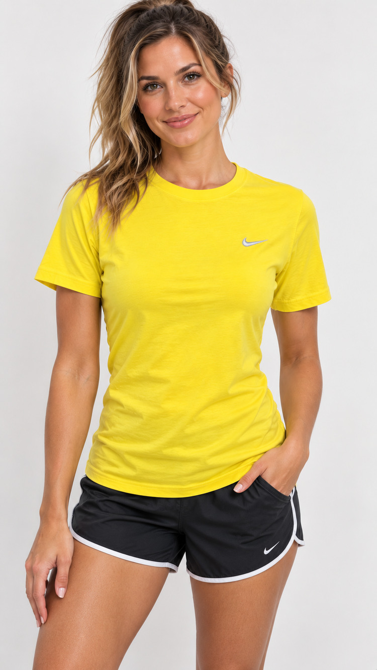 Nike bright yellow  L vented back stretch active performance high visibility